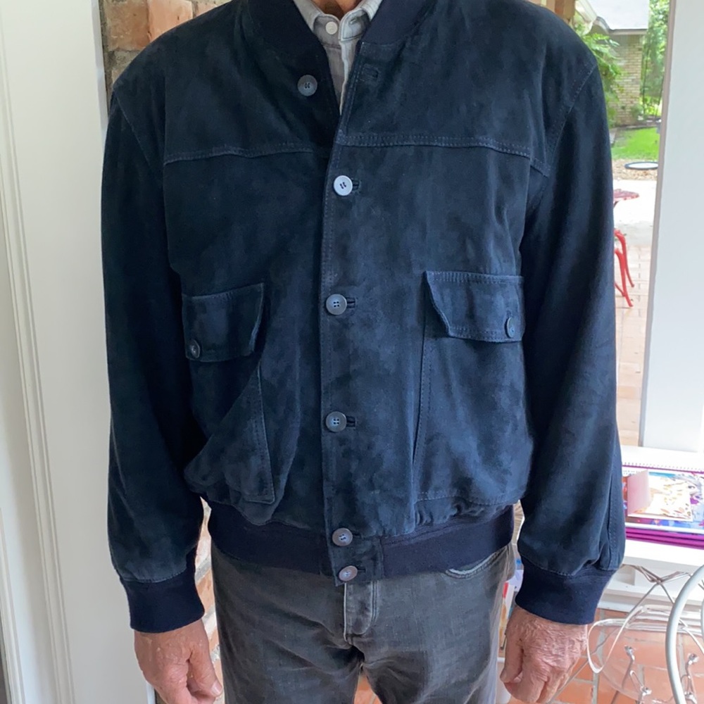REAL SUEDE NAVY MENS JACKET MADE IN ITALY NWOT - Picture 3 of 16